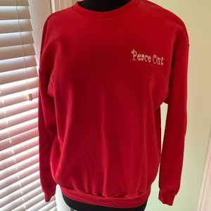 "peace out" embroidered sweatshirt